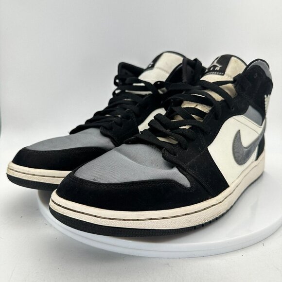 Nike Air Jordan 1 Retro Mid Men Size 12 852542-011 Satin Grey Toe Black  Shoes - Picture 1 of 14